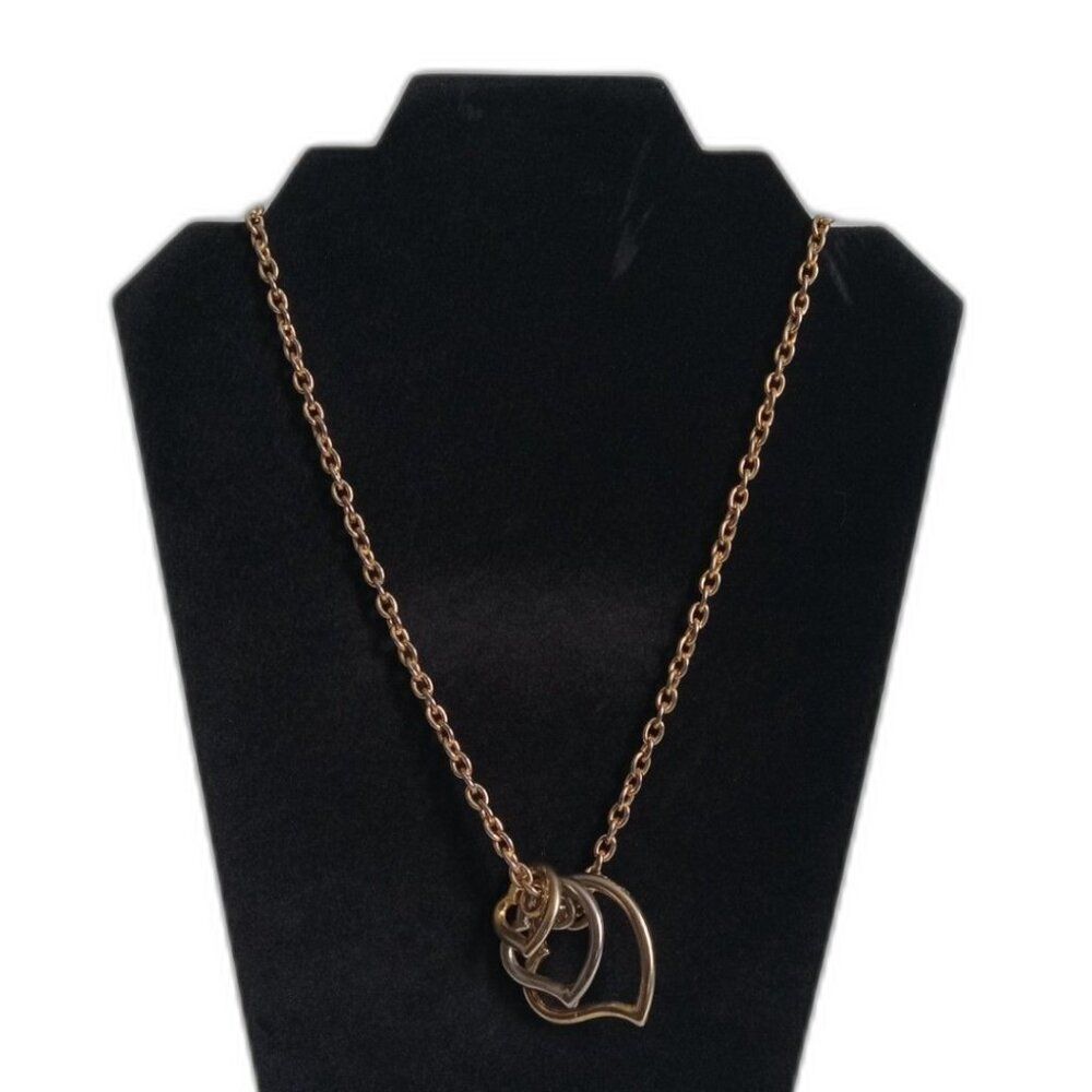 Vintage Avon Gold Toned Triple Heart Pendant Single Strand Cable Chain Necklace